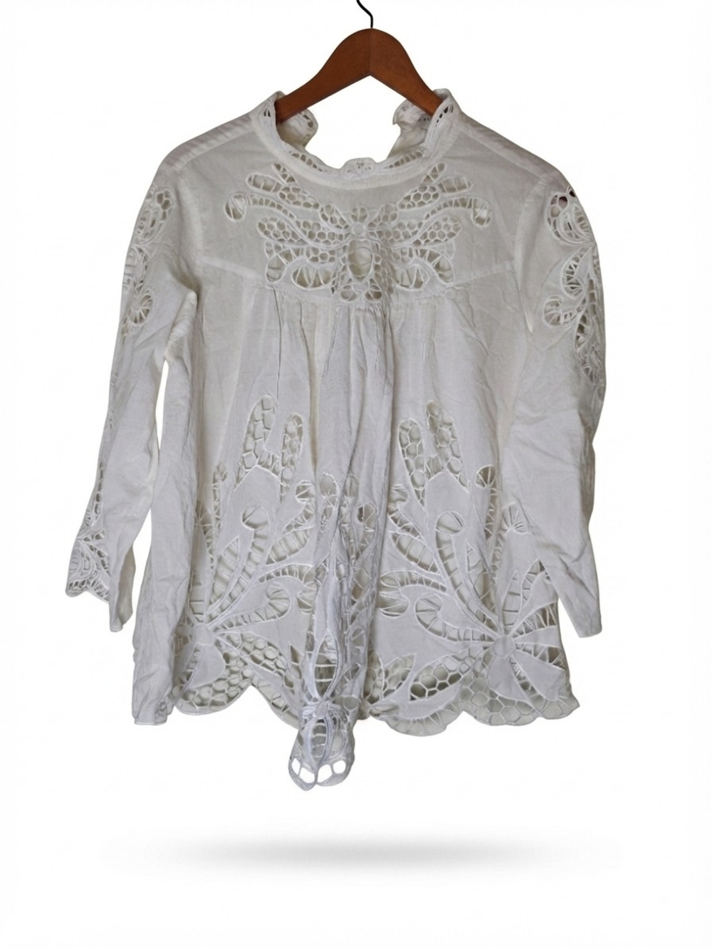 Anthropologie Harlyn White Cutout Eyelet Lace Blouse Size M